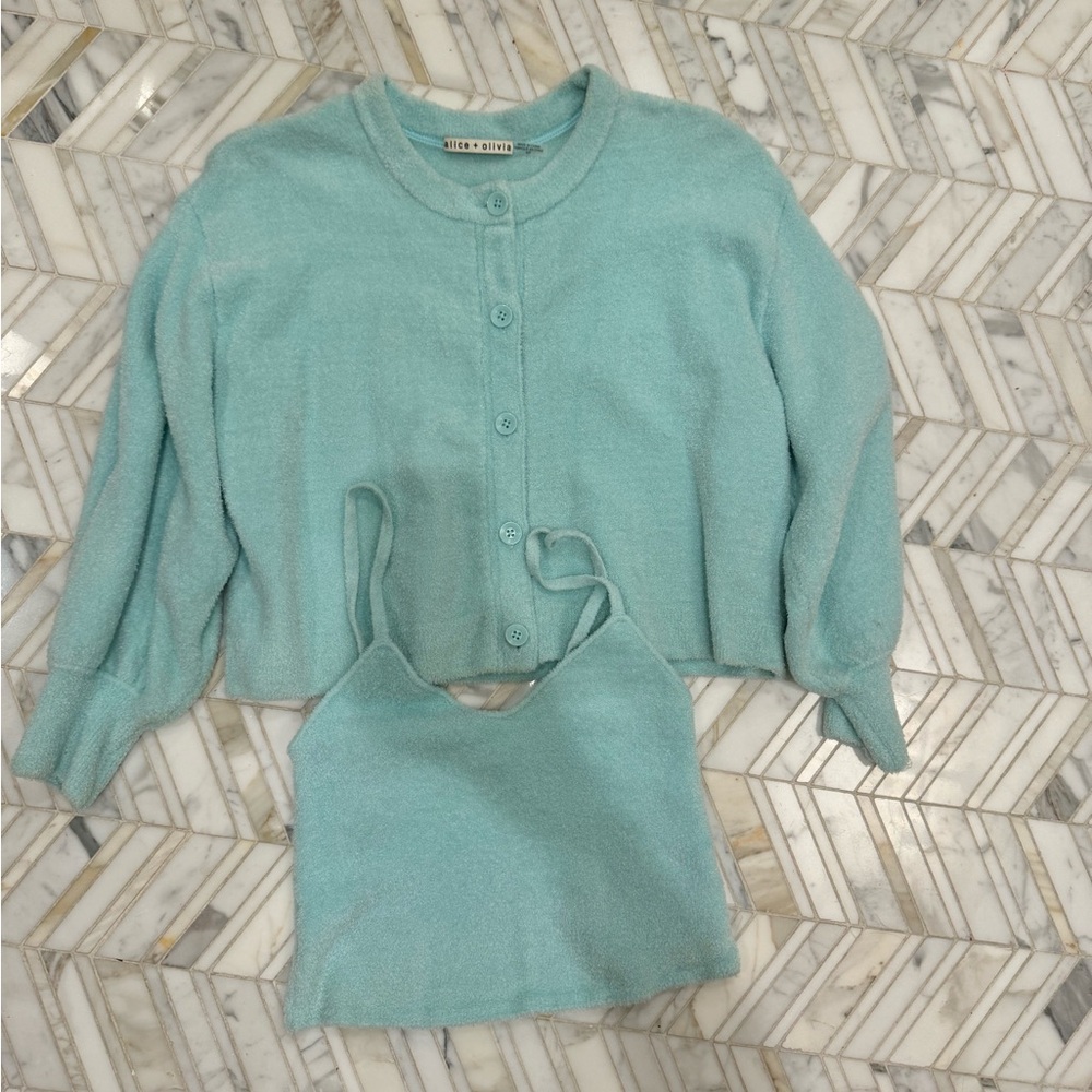 Alice + Olivia knit set. Cardigan in size small - crop top in size medium.